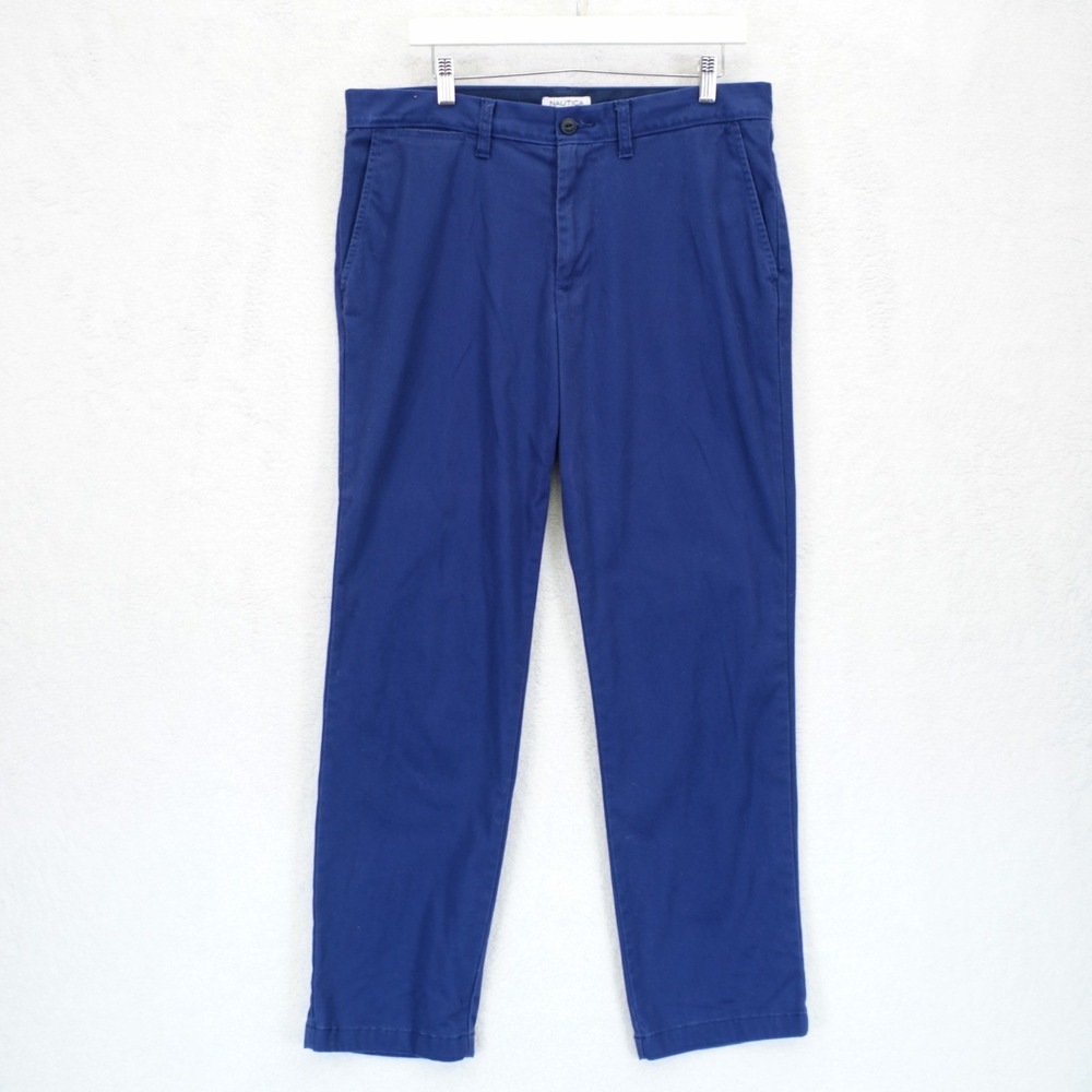Nautica Classic FIt Blue Chino Pants Flex / Wrinkle Resistant Mid Rise -34 / 30-